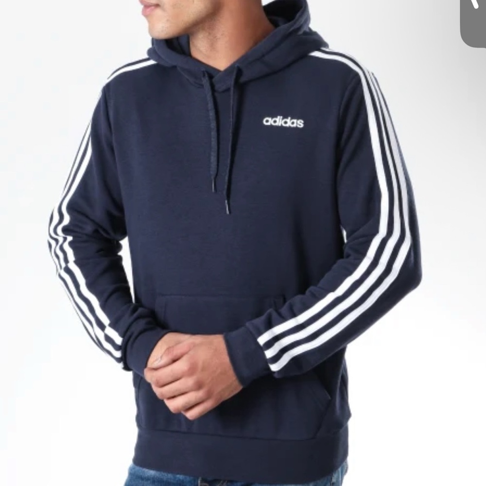 Adidas Originals Men’s Medium Dark Navy Blue Hoodie Iconic 3-Stripes Design